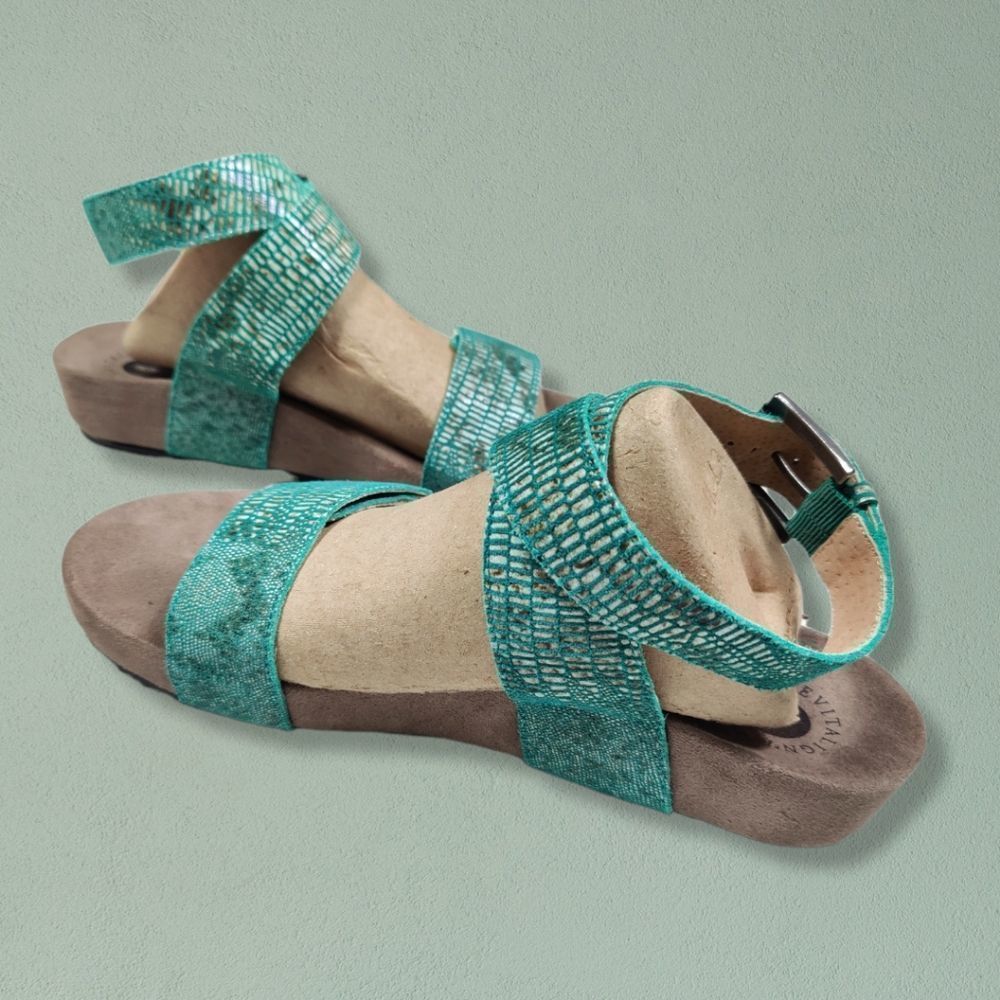 REVITALIGN JADE LEATHER ANKLE WRAP SANDALS - Picture 3 of 7